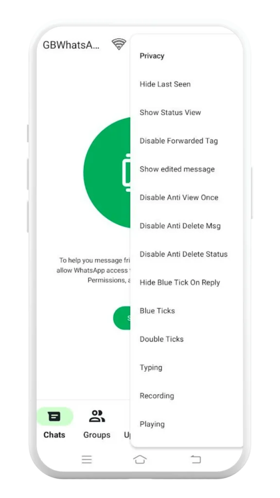 Advanced privacy options (hide ticks, anti-delete, etc.)